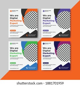 Set of modern  creative digital marketing social media banner post     design template  