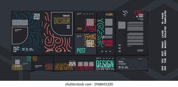 Set of modern creative expo layout templates, 10 pages editable, Vector design.