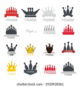 conjunto de un vector de diseño de logotipo de la corona moderna