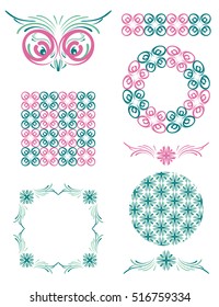 Set of modern and cute vector elements for cards and stickers