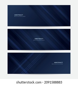 Set of modern dark navy blue banner background. Vector abstract graphic design banner pattern background template illustration.