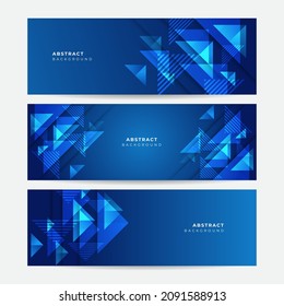Set of modern dark navy blue banner background. Vector abstract graphic design banner pattern background template illustration.