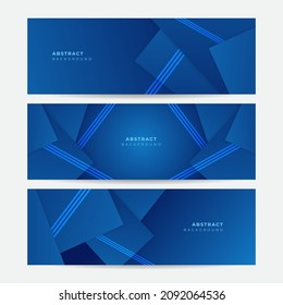 Set of modern dark navy blue banner background. Vector abstract graphic design banner pattern background template illustration.