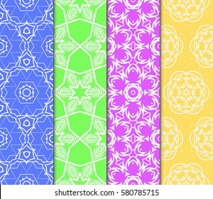 set of Modern decorative floral, geometric pattern. Luxury texture for wallpaper, invitation, decor, fabric. Vector illustration.