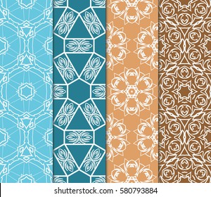 set of Modern decorative floral, geometric pattern. Luxury texture for wallpaper, invitation, decor, fabric. Vector illustration.