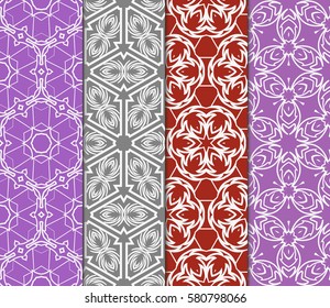 set of Modern decorative floral, geometric pattern. Luxury texture for wallpaper, invitation, decor, fabric. Vector illustration.