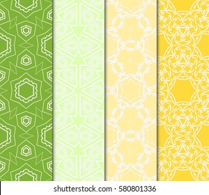 set of Modern decorative floral, geometric pattern. Luxury texture for wallpaper, invitation, decor, fabric. Vector illustration.