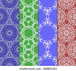 set of Modern decorative floral, geometric pattern. Luxury texture for wallpaper, invitation, decor, fabric. Vector illustration.