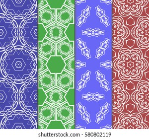 set of Modern decorative floral, geometric pattern. Luxury texture for wallpaper, invitation, decor, fabric. Vector illustration.