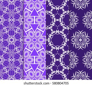 set of Modern decorative floral, geometric pattern. Luxury texture for wallpaper, invitation, decor, fabric. Vector illustration.