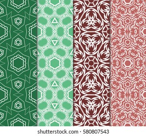 set of Modern decorative floral, geometric pattern. Luxury texture for wallpaper, invitation, decor, fabric. Vector illustration.