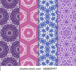 set of Modern decorative floral, geometric pattern. Luxury texture for wallpaper, invitation, decor, fabric. Vector illustration.