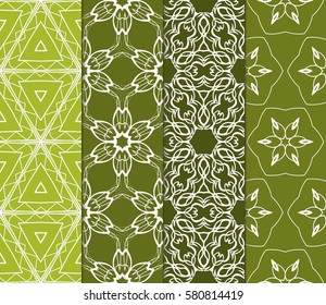 set of Modern decorative floral, geometric pattern. Luxury texture for wallpaper, invitation, decor, fabric. Vector illustration.