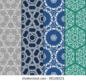 set of Modern decorative floral, geometric pattern. Luxury texture for wallpaper, invitation, decor, fabric. Vector illustration.