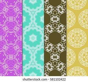 set of Modern decorative floral, geometric pattern. Luxury texture for wallpaper, invitation, decor, fabric. Vector illustration.