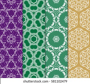 set of Modern decorative floral, geometric pattern. Luxury texture for wallpaper, invitation, decor, fabric. Vector illustration.