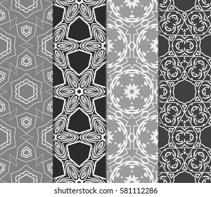 set of Modern decorative floral, geometric pattern. Luxury texture for wallpaper, invitation, decor, fabric. Vector illustration.