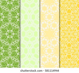 set of Modern decorative floral, geometric pattern. Luxury texture for wallpaper, invitation, decor, fabric. Vector illustration.