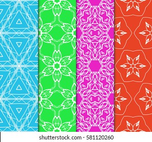 set of Modern decorative floral, geometric pattern. Luxury texture for wallpaper, invitation, decor, fabric. Vector illustration.