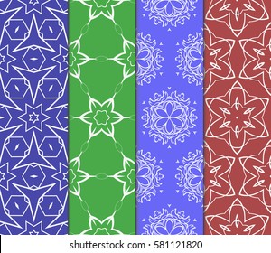 set of Modern decorative floral, geometric pattern. Luxury texture for wallpaper, invitation, decor, fabric. Vector illustration.