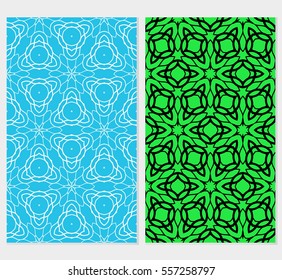 set of Modern decorative floral lace pattern. template. Luxury texture for wallpaper, invitation. Vector illustration. green, blue color