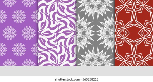 set of Modern decorative floral lace pattern. Luxury texture for wallpaper, invitation, decor, fabric. Vector illustration.