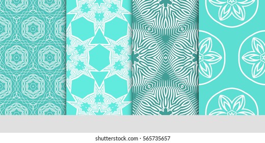 set of Modern decorative floral lace pattern. Luxury texture for wallpaper, invitation, decor, fabric. Vector illustration.