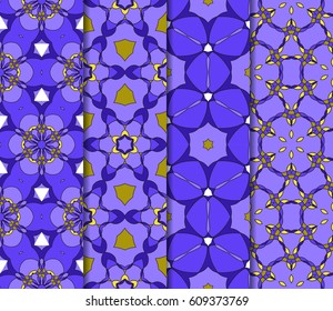 set of Modern decorative floral lace pattern. Luxury texture for wallpaper, invitation, decor, fabric. Vector illustration.