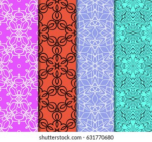 set of Modern decorative floral lace pattern. Luxury texture for wallpaper, invitation, decor, fabric. Vector illustration