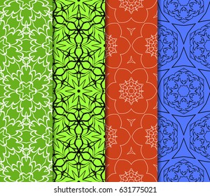 set of Modern decorative floral lace pattern. Luxury texture for wallpaper, invitation, decor, fabric. Vector illustration