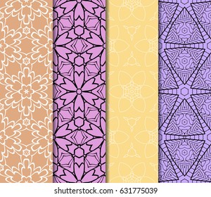 set of Modern decorative floral lace pattern. Luxury texture for wallpaper, invitation, decor, fabric. Vector illustration
