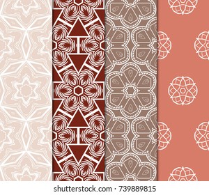 set of Modern decorative floral lace pattern. Luxury texture for wallpaper, invitation, decor, fabric. Vector illustration.