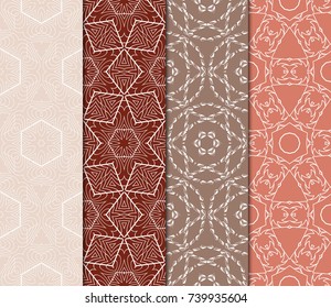 set of Modern decorative floral lace pattern. Luxury texture for wallpaper, invitation, decor, fabric. Vector illustration.