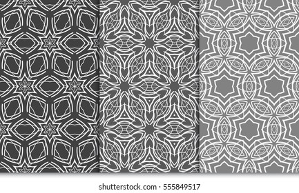 set of Modern decorative floral pattern. Creative Vector illustration. grey color. for design invitation