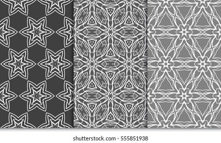 set of Modern decorative floral pattern. Creative Vector illustration. grey color. for design invitation