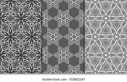 set of Modern decorative floral pattern. Creative Vector illustration. grey color. for design invitation