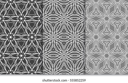 set of Modern decorative floral pattern. Creative Vector illustration. grey color. for design invitation