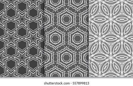 set of Modern decorative floral pattern. Creative Vector illustration. grey color. for design invitation