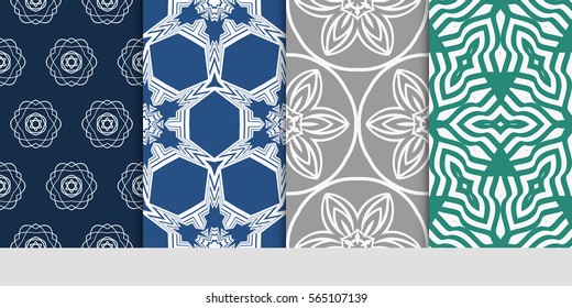 set of Modern decorative floral pattern. template. Luxury texture for wallpaper, invitation. Vector illustration.