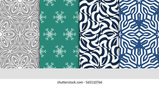 set of Modern decorative floral pattern. template. Luxury texture for wallpaper, invitation. Vector illustration.
