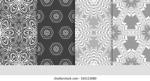 set of Modern decorative floral pattern. template. Luxury texture for wallpaper, invitation. Vector illustration.