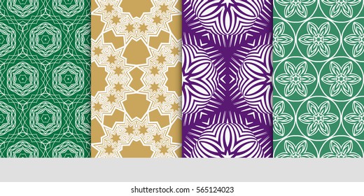 set of Modern decorative floral pattern. template. Luxury texture for wallpaper, invitation. Vector illustration.