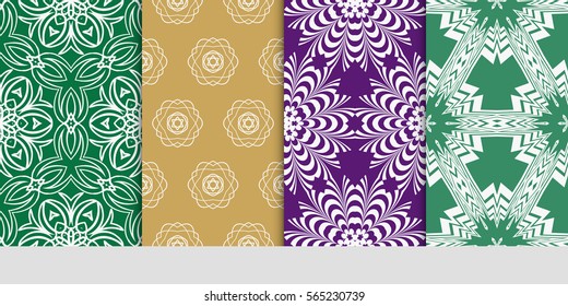 set of Modern decorative floral pattern. template. Luxury texture for wallpaper, invitation. Vector illustration.