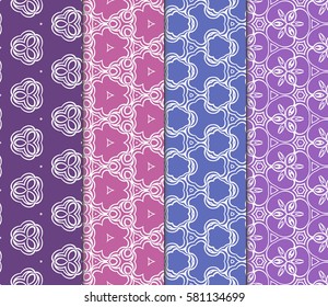 set of Modern decorative floral pattern. Luxury texture for wallpaper, invitation, decor, fabric. Vector illustration