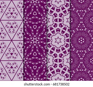 set of Modern decorative floral pattern. template. Luxury texture for wallpaper, invitation. Vector illustration. purple color