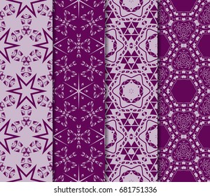 set of Modern decorative floral pattern. template. Luxury texture for wallpaper, invitation. Vector illustration. purple color
