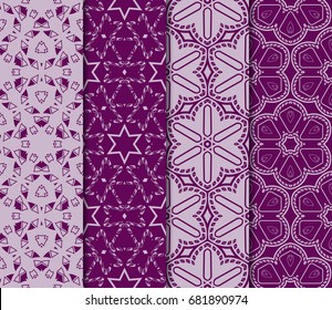 set of Modern decorative floral pattern. template. Luxury texture for wallpaper, invitation. Vector illustration. purple color