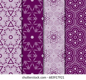 set of Modern decorative floral pattern. template. Luxury texture for wallpaper, invitation. Vector illustration. purple color