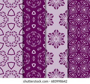 set of Modern decorative floral pattern. template. Luxury texture for wallpaper, invitation. Vector illustration. purple color