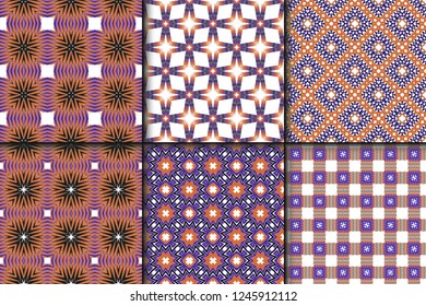 Set of Modern Decorative seamless Abstract geometric pattern. Vector colored illustration. paper for scrapbook